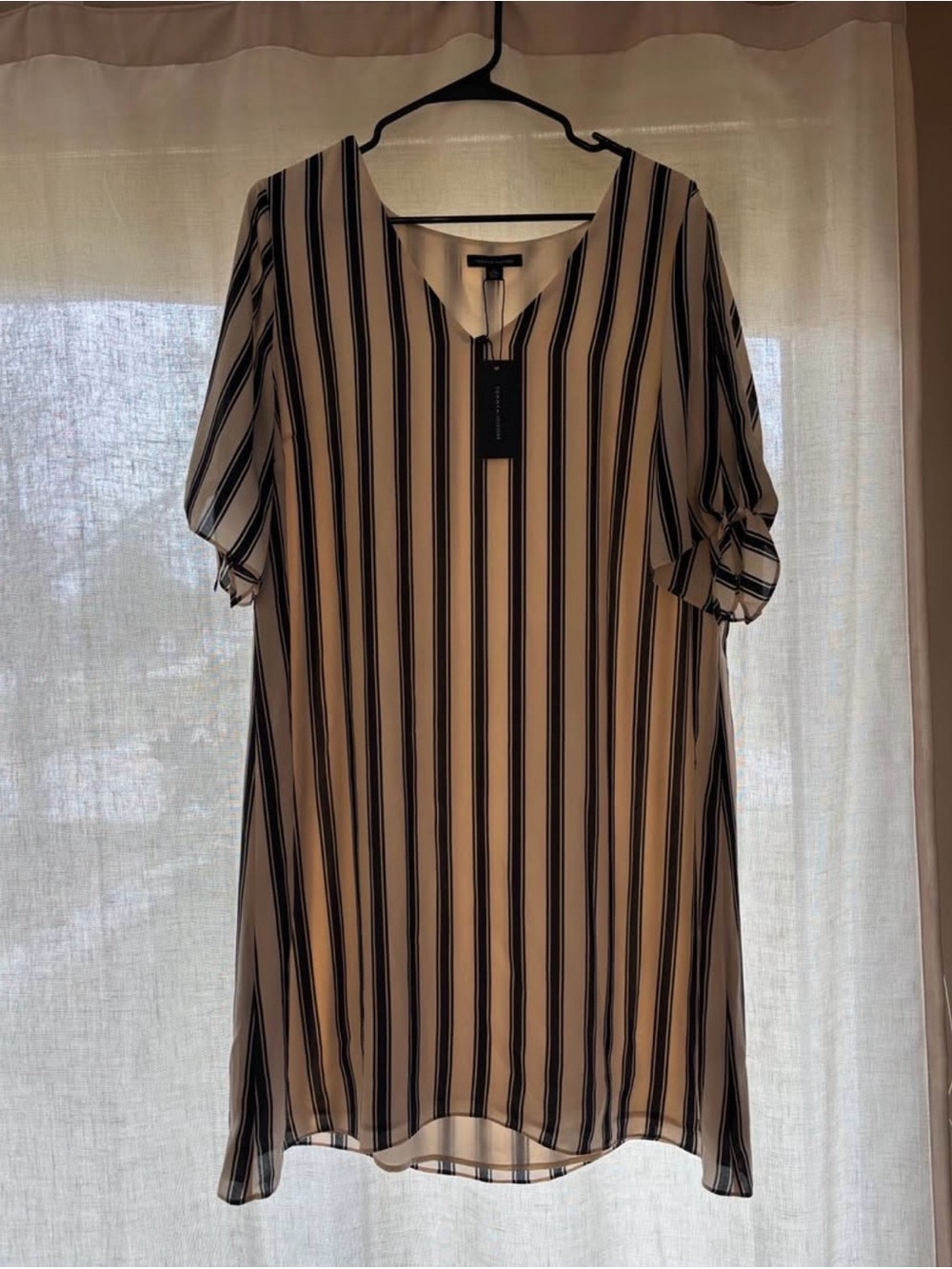 Tommy Hilfiger Cream Tunic with Black Vertical Stripes